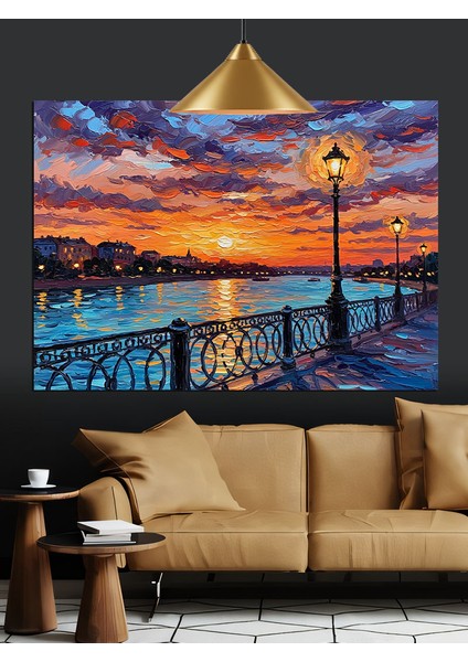 Gün Batımı Köprü Işık Şehir Dekoratif Kanvas - Mdf Ahşap Tablo modelleri
