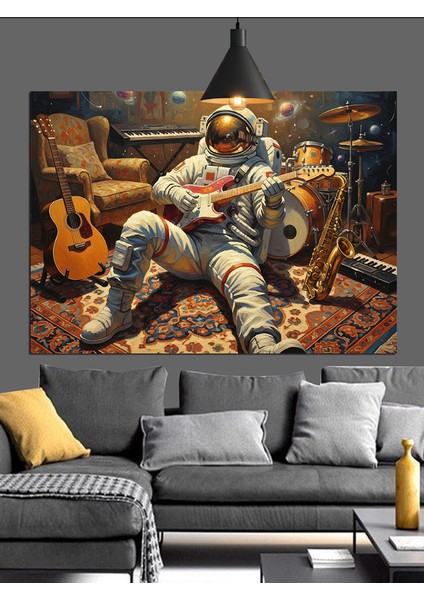 Müzisyen Astronot Dekoratif Kanvas - Mdf Ahşap Tablo modelleri