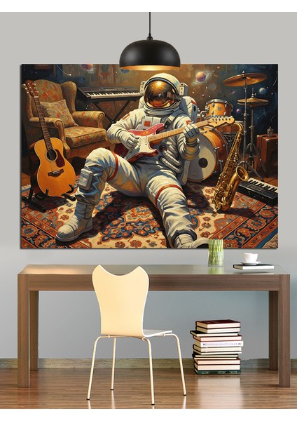 Müzisyen Astronot Dekoratif Kanvas - Mdf Ahşap Tablo indirimleri