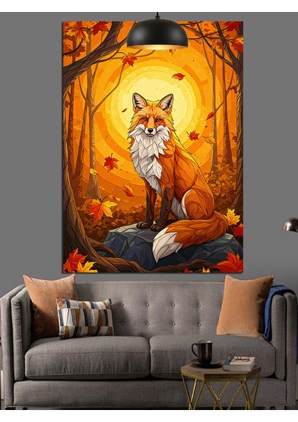 Ormanda Oturan Sevimli Tilki Hayvanı Dekoratif Kanvas - Mdf Ahşap Tablo modelleri