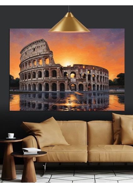 Roma Kolezyum Sıcak Günbatımı Dekoratif Kanvas - Mdf Ahşap Tablo indirimleri