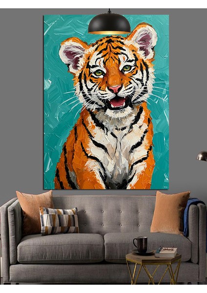 Kaplan Hükmeden Güçlü Yüz Ifadesi Dekoratif Kanvas - Mdf Ahşap Tablo fiyatları