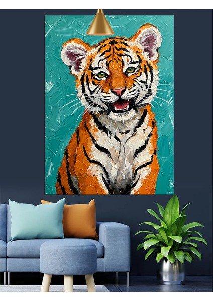 Kaplan Hükmeden Güçlü Yüz Ifadesi Dekoratif Kanvas - Mdf Ahşap Tablo modelleri