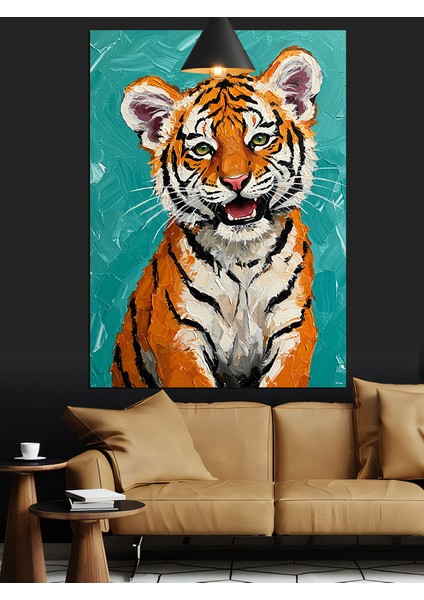 Kaplan Hükmeden Güçlü Yüz Ifadesi Dekoratif Kanvas - Mdf Ahşap Tablo fırsatları