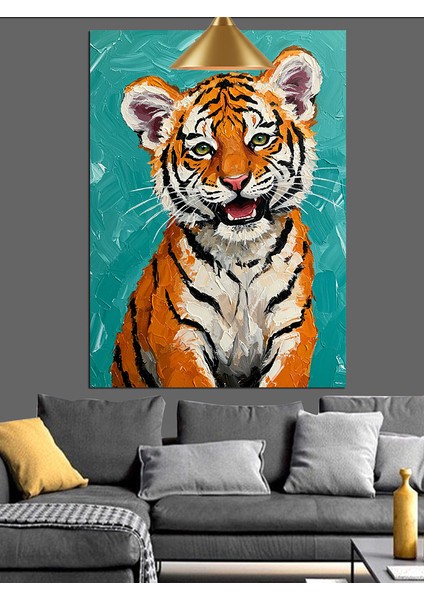 Kaplan Hükmeden Güçlü Yüz Ifadesi Dekoratif Kanvas - Mdf Ahşap Tablo indirimleri