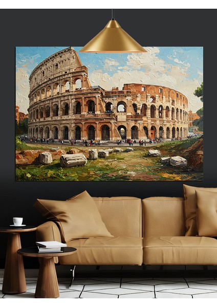 Roma Kolezyum Tarihi Yapı Dekoratif Kanvas - Mdf Ahşap Tablo