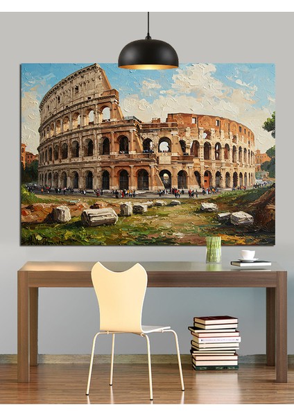 Roma Kolezyum Tarihi Yapı Dekoratif Kanvas - Mdf Ahşap Tablo fırsatları