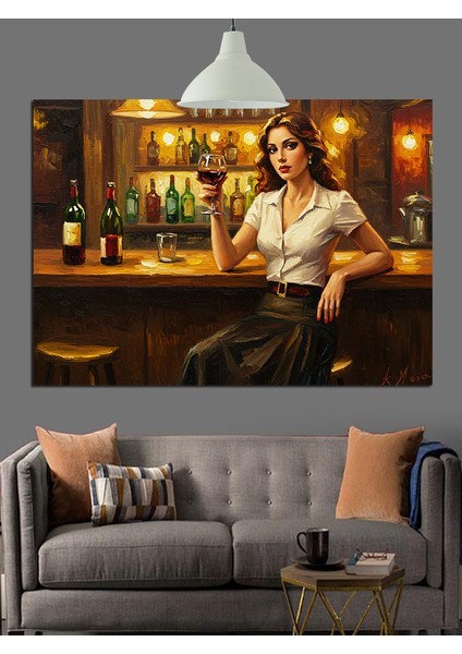 Barda Oturan Şık Kadın Dekoratif Kanvas - Mdf Ahşap Tablo fiyatları