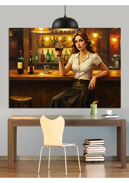 Barda Oturan Şık Kadın Dekoratif Kanvas - Mdf Ahşap Tablo modelleri