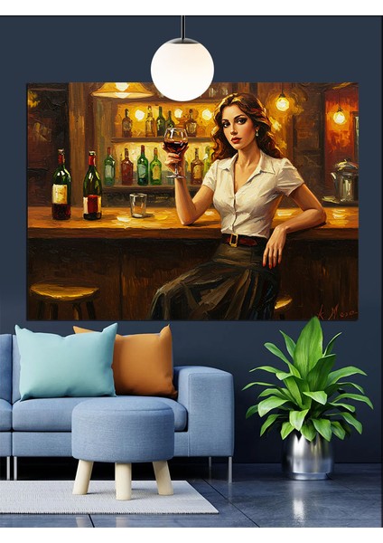 Barda Oturan Şık Kadın Dekoratif Kanvas - Mdf Ahşap Tablo fırsatları