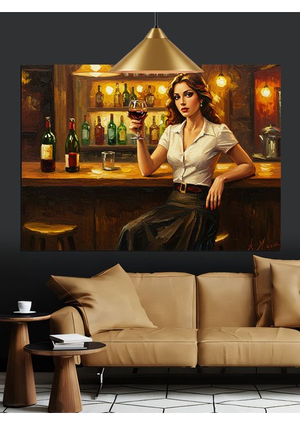 Barda Oturan Şık Kadın Dekoratif Kanvas - Mdf Ahşap Tablo indirimleri