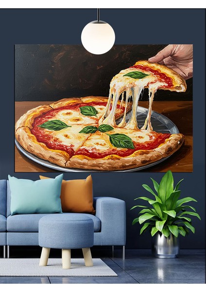 Taze Pizzadan Eriyen Peynir Dekoratif Kanvas - Mdf Ahşap Tablo