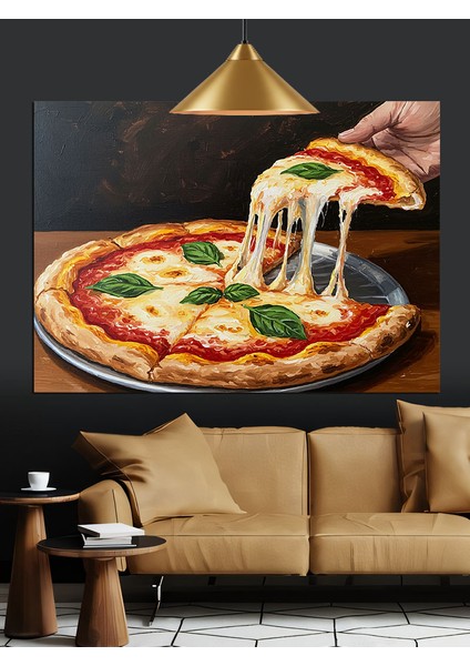 Taze Pizzadan Eriyen Peynir Dekoratif Kanvas - Mdf Ahşap Tablo fiyatları