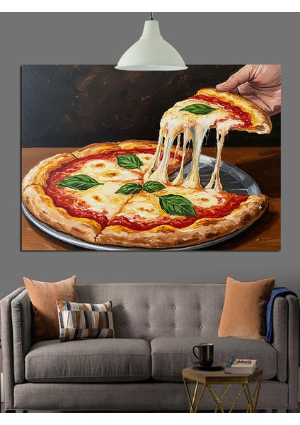 Taze Pizzadan Eriyen Peynir Dekoratif Kanvas - Mdf Ahşap Tablo fırsatları