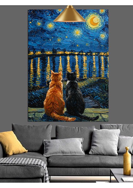 Vincent Van Gogh Yıldızlı Gece Resmi Dekoratif Kanvas - Mdf Ahşap Tablo fiyatları