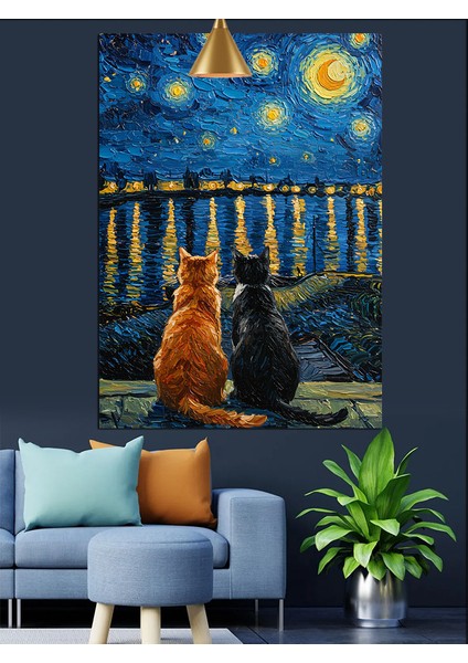 Vincent Van Gogh Yıldızlı Gece Resmi Dekoratif Kanvas - Mdf Ahşap Tablo indirimleri