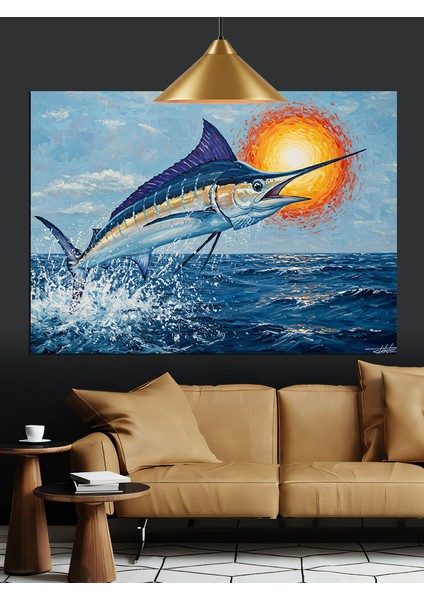 Kılıç Balığı Hız Okyanus Dekoratif Kanvas - Mdf Ahşap Tablo
