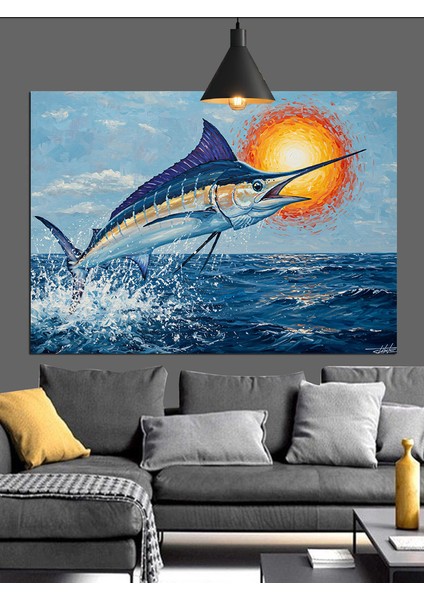 Kılıç Balığı Hız Okyanus Dekoratif Kanvas - Mdf Ahşap Tablo fiyatları