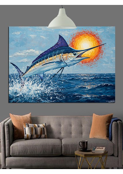 Kılıç Balığı Hız Okyanus Dekoratif Kanvas - Mdf Ahşap Tablo modelleri