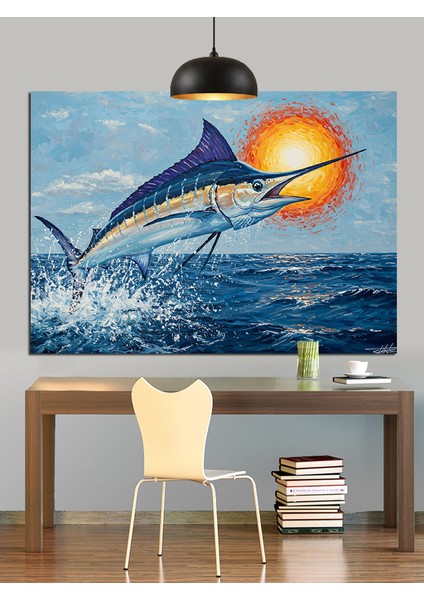 Kılıç Balığı Hız Okyanus Dekoratif Kanvas - Mdf Ahşap Tablo fırsatları