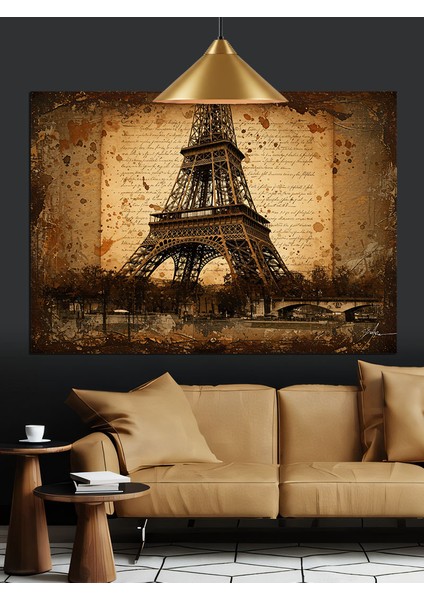 Eyfel Kulesi Paris Şehri Manzara Dekoratif Kanvas - Mdf Ahşap Tablo