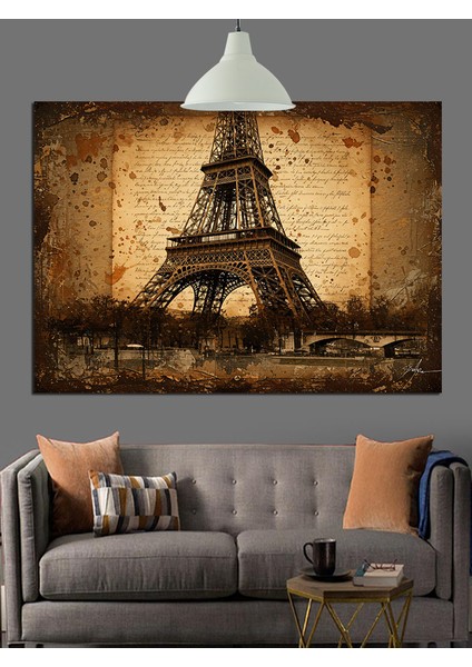 Eyfel Kulesi Paris Şehri Manzara Dekoratif Kanvas - Mdf Ahşap Tablo modelleri