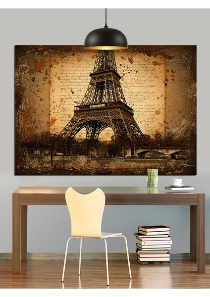 Eyfel Kulesi Paris Şehri Manzara Dekoratif Kanvas - Mdf Ahşap Tablo fırsatları