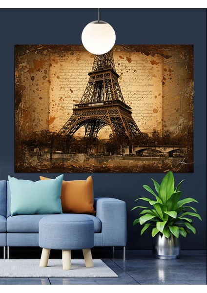 Eyfel Kulesi Paris Şehri Manzara Dekoratif Kanvas - Mdf Ahşap Tablo indirimleri