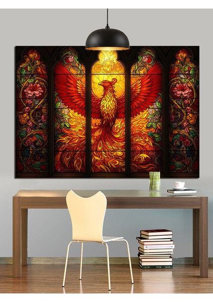 Vitray Camda Anka Kuşu Dekoratif Kanvas - Mdf Ahşap Tablo