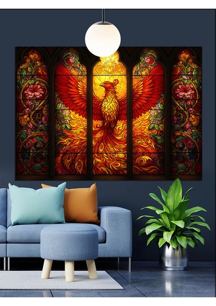 Vitray Camda Anka Kuşu Dekoratif Kanvas - Mdf Ahşap Tablo fiyatları