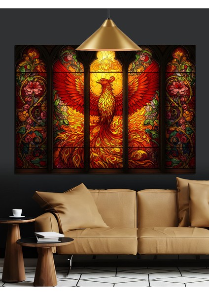 Vitray Camda Anka Kuşu Dekoratif Kanvas - Mdf Ahşap Tablo modelleri