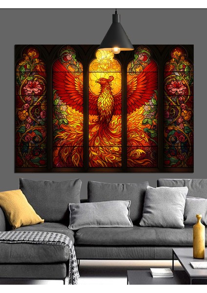 Vitray Camda Anka Kuşu Dekoratif Kanvas - Mdf Ahşap Tablo fırsatları