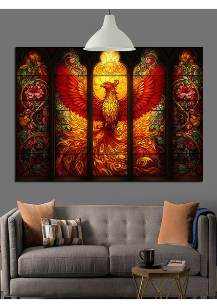 Vitray Camda Anka Kuşu Dekoratif Kanvas - Mdf Ahşap Tablo indirimleri