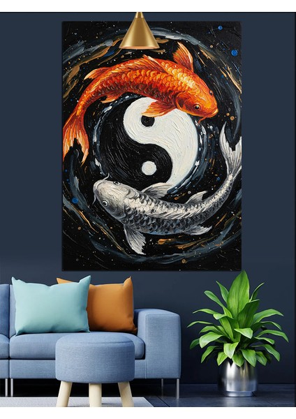 Siyah Beyaz Yin Yang Denge Sembolü Dekoratif Kanvas - Mdf Ahşap Tablo fiyatları