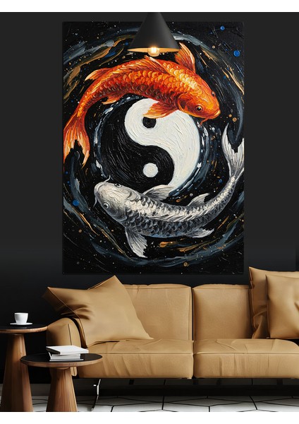 Siyah Beyaz Yin Yang Denge Sembolü Dekoratif Kanvas - Mdf Ahşap Tablo modelleri
