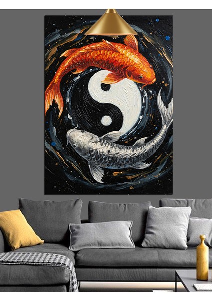 Siyah Beyaz Yin Yang Denge Sembolü Dekoratif Kanvas - Mdf Ahşap Tablo fırsatları