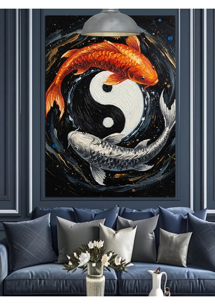 Siyah Beyaz Yin Yang Denge Sembolü Dekoratif Kanvas - Mdf Ahşap Tablo indirimleri