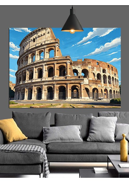 Italya Roma Kolezyum Tarih Dekoratif Kanvas - Mdf Ahşap Tablo fiyatları