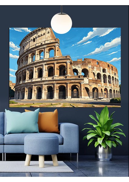 Italya Roma Kolezyum Tarih Dekoratif Kanvas - Mdf Ahşap Tablo indirimleri