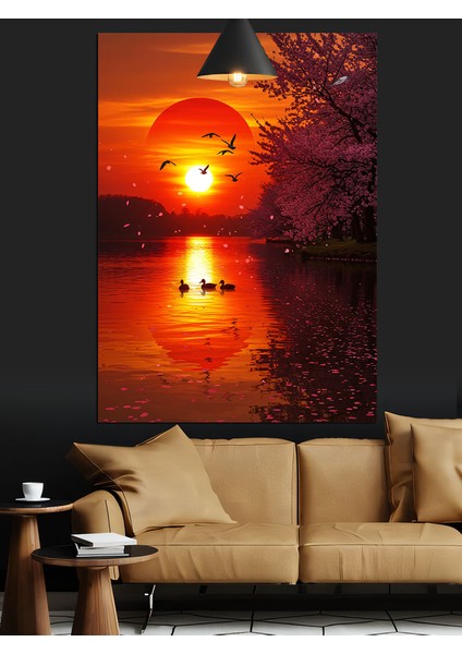 Turuncu Gün Batımı Dekoratif Kanvas - Mdf Ahşap Tablo modelleri