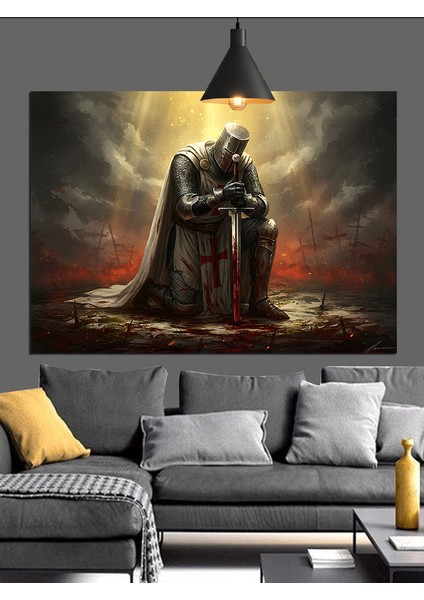 Pelerinli Figür Şovalye Dekoratif Kanvas - Mdf Ahşap Tablo modelleri