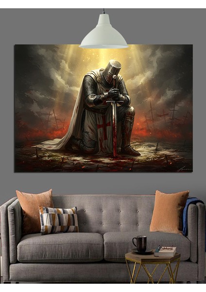 Pelerinli Figür Şovalye Dekoratif Kanvas - Mdf Ahşap Tablo fırsatları