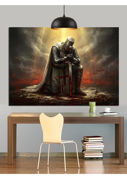 Pelerinli Figür Şovalye Dekoratif Kanvas - Mdf Ahşap Tablo indirimleri
