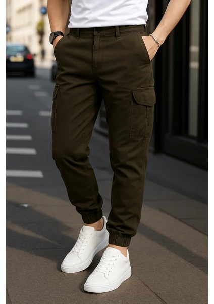 Erkek Lastikli Trend Yüksek Bel Haki Kargo Pantolon fiyatları