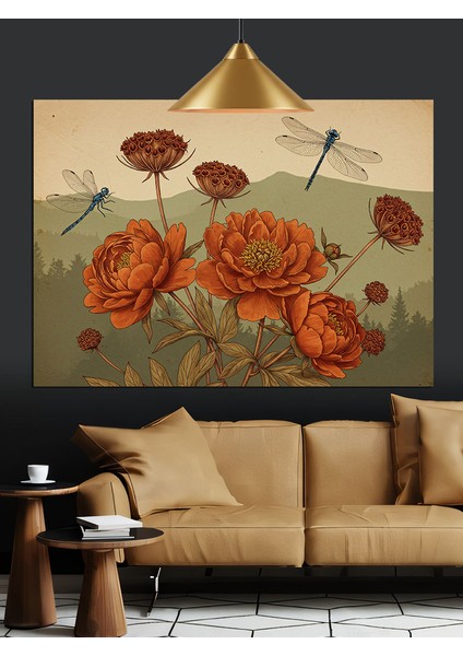 Papatyalar Arasında Yusufçuk Böceği Dekoratif Kanvas - Mdf Ahşap Tablo