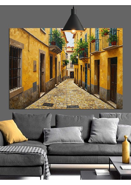 Eski Italyan Taş Sokakları Dekoratif Kanvas - Mdf Ahşap Tablo fiyatları