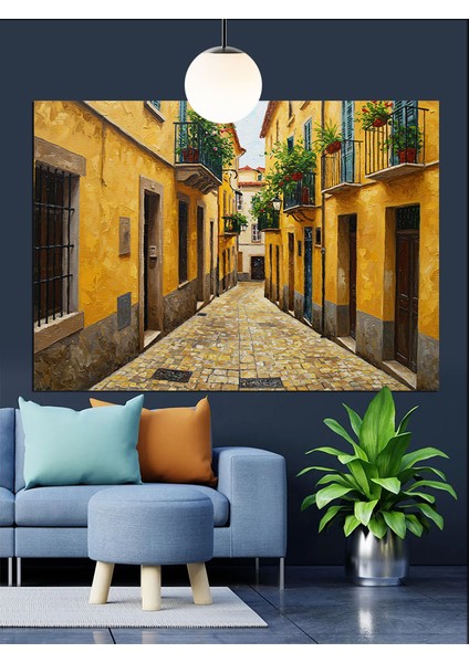 Eski Italyan Taş Sokakları Dekoratif Kanvas - Mdf Ahşap Tablo indirimleri