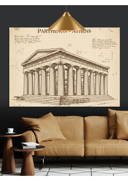 Antik Yunan Tapınağı Mimari Dekoratif Kanvas - Mdf Ahşap Tablo fiyatları