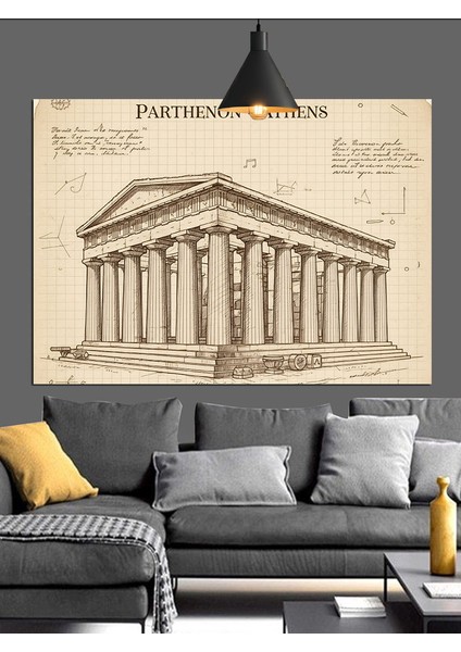 Antik Yunan Tapınağı Mimari Dekoratif Kanvas - Mdf Ahşap Tablo modelleri