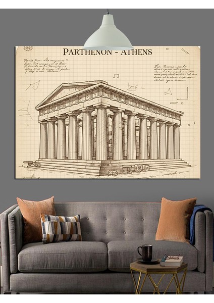 Antik Yunan Tapınağı Mimari Dekoratif Kanvas - Mdf Ahşap Tablo fırsatları